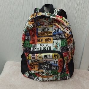 Hard Rock Cafe City Names Backpack - Black, White, Red, Green, Yellow